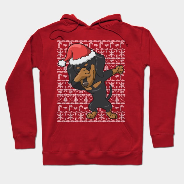 Dabbing Dachshund Ugly Christmas Sweater Hoodie by E